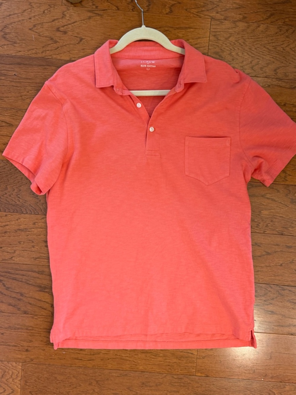 J. Crew Men's Short Sleeve slub cotton Pocket Polo - Coral Size Large